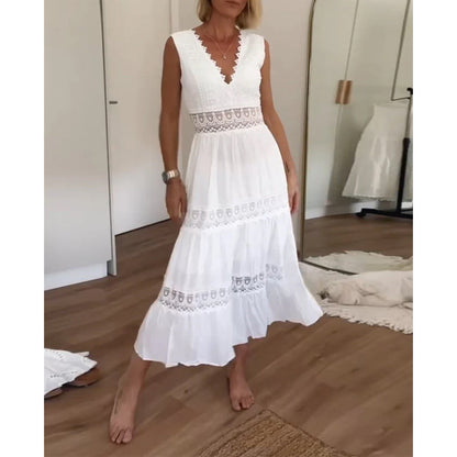 Mirna - Abito con spalline in pizzo con scollo a V