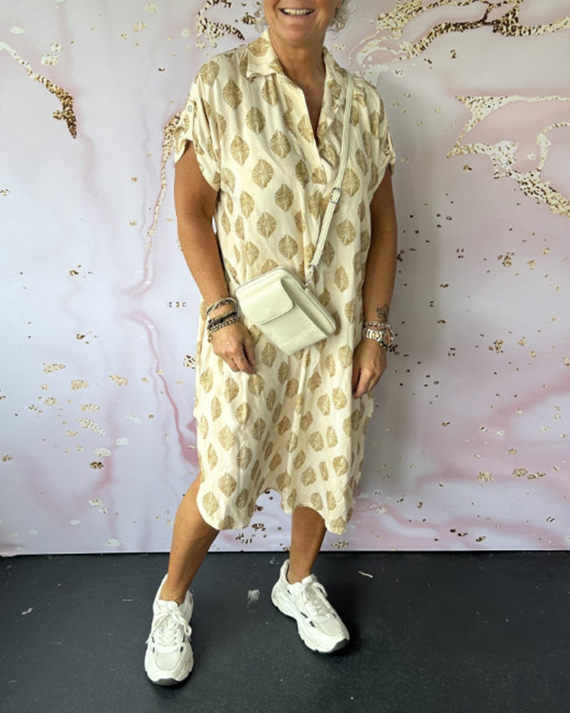ELEANORA – ABITO CAMISERO IMPRESO CON SOLAPA LARGA