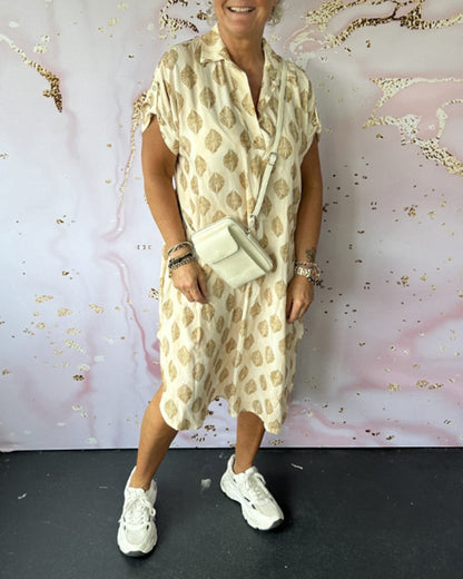 ELEANORA – ABITO CAMISERO IMPRESO CON SOLAPA LARGA