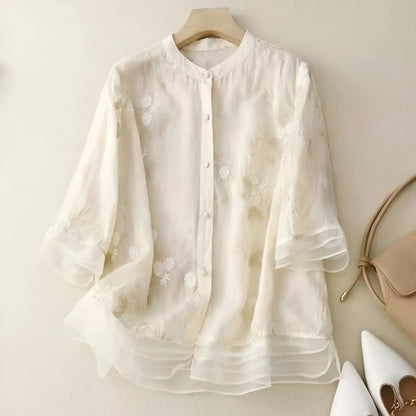 Carmelita – Blusa Transparente Ricamata