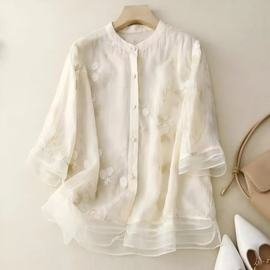 Carmelita – Blusa Transparente Ricamata