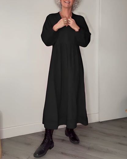 AMANDA – ABITO MAXI A MANICHE LUNGHE E SCOLLO A V ELEGANTE