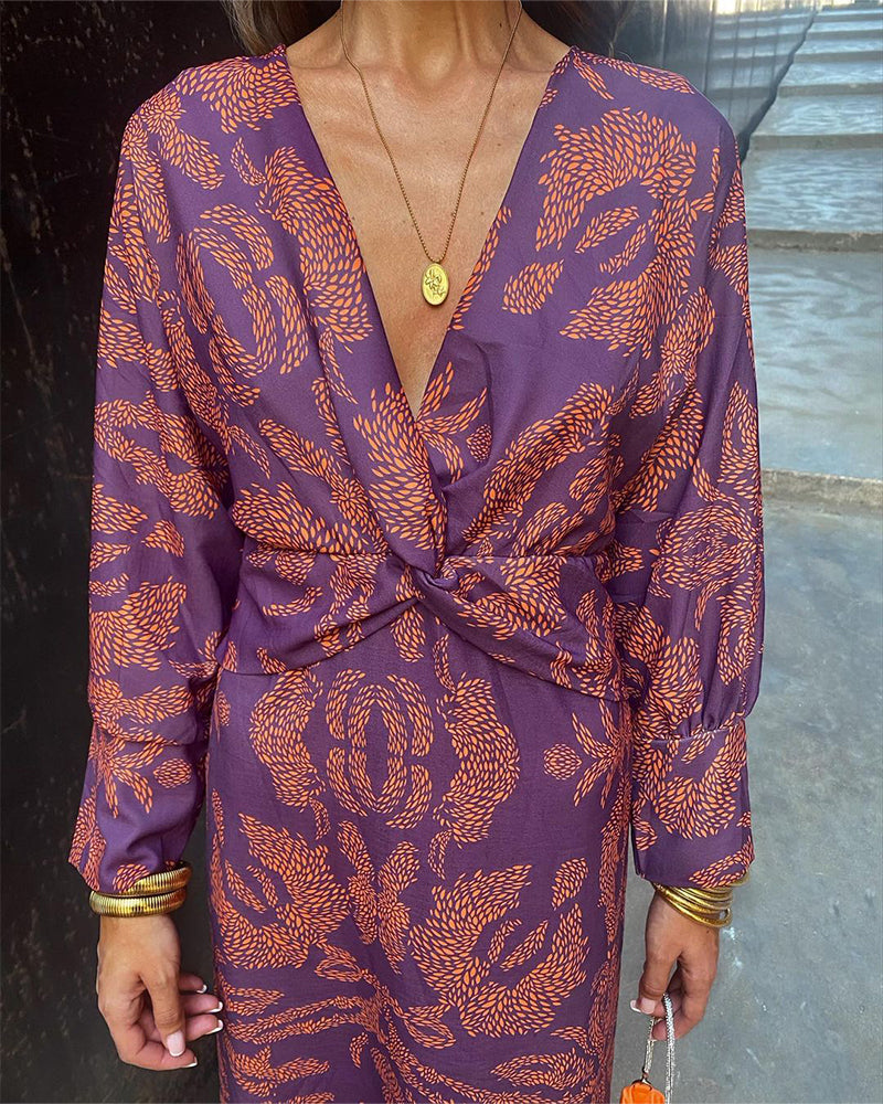 Janella - Abito midi a maniche lunghe Draped Vintage