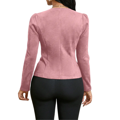 Blazer corto con Spalline strutturate – Giacca con scollo a V con doppi bottoni
