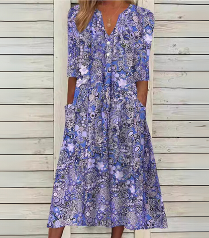Rosa | Abito Midi Leggero con scollo a V