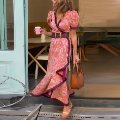 Abito maxi Rosa Elegante di Manica corta