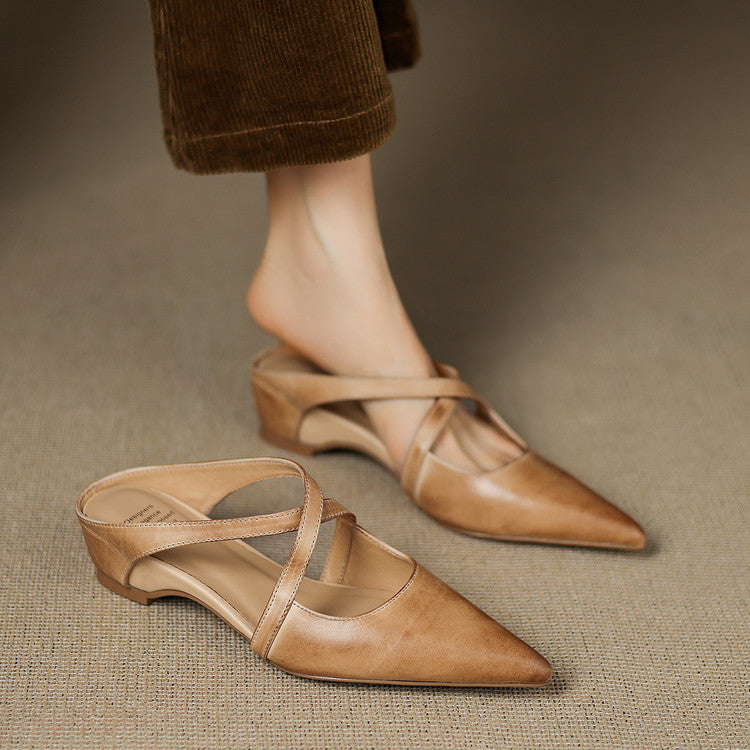 Hannah - Mule casual in pelle lavata per donna