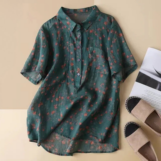 Maribel – Camicia Floreale con Medio Bottone