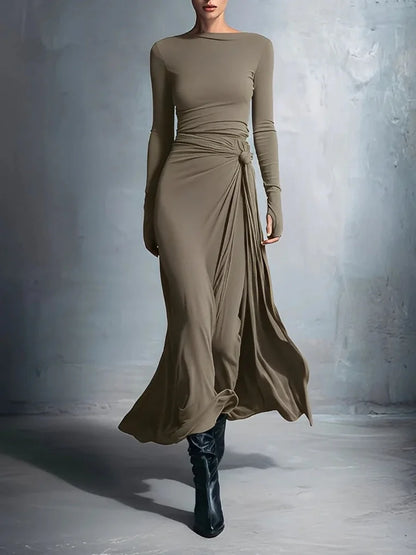 Elegante Abito maxi di Jersey con Nudo Lateral