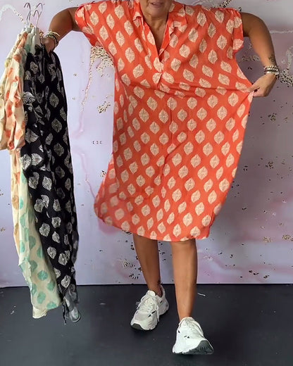ELEANORA – ABITO CAMISERO IMPRESO CON SOLAPA LARGA
