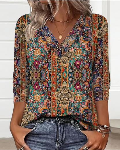 Blusa Retrò Impresa con collo a V