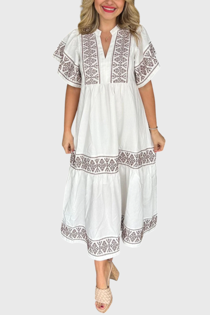 Jacinta Abito Boho Maxi con scollo a V