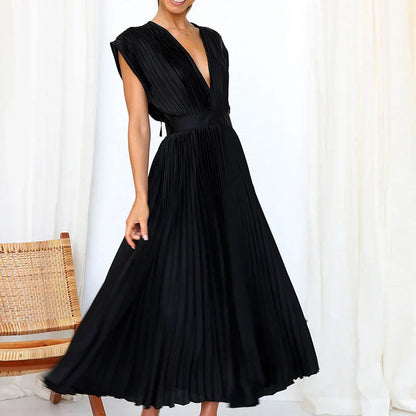 Adele | Abito Maxi con scollo a V e Pieghe