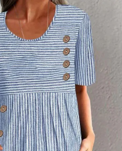 CALLIE – ABITO MIDI CLASSICO A RIGHE CON BOTTONI