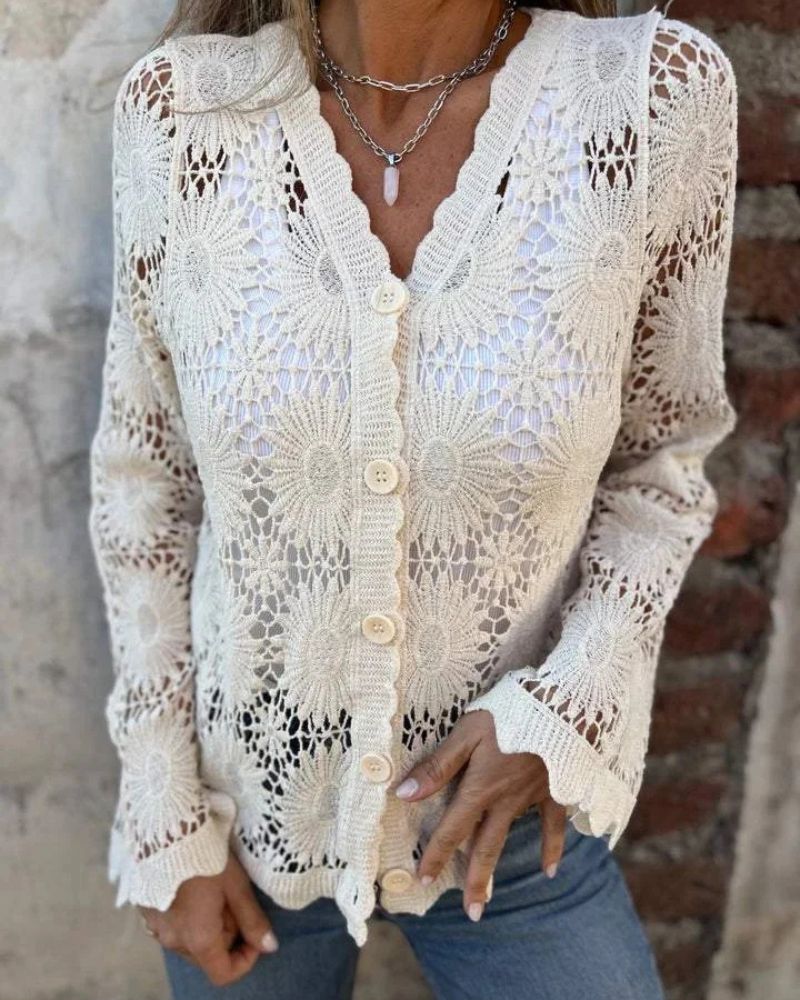 NALIE - Cardigan di Pizzo all'uncinetto con bottoni