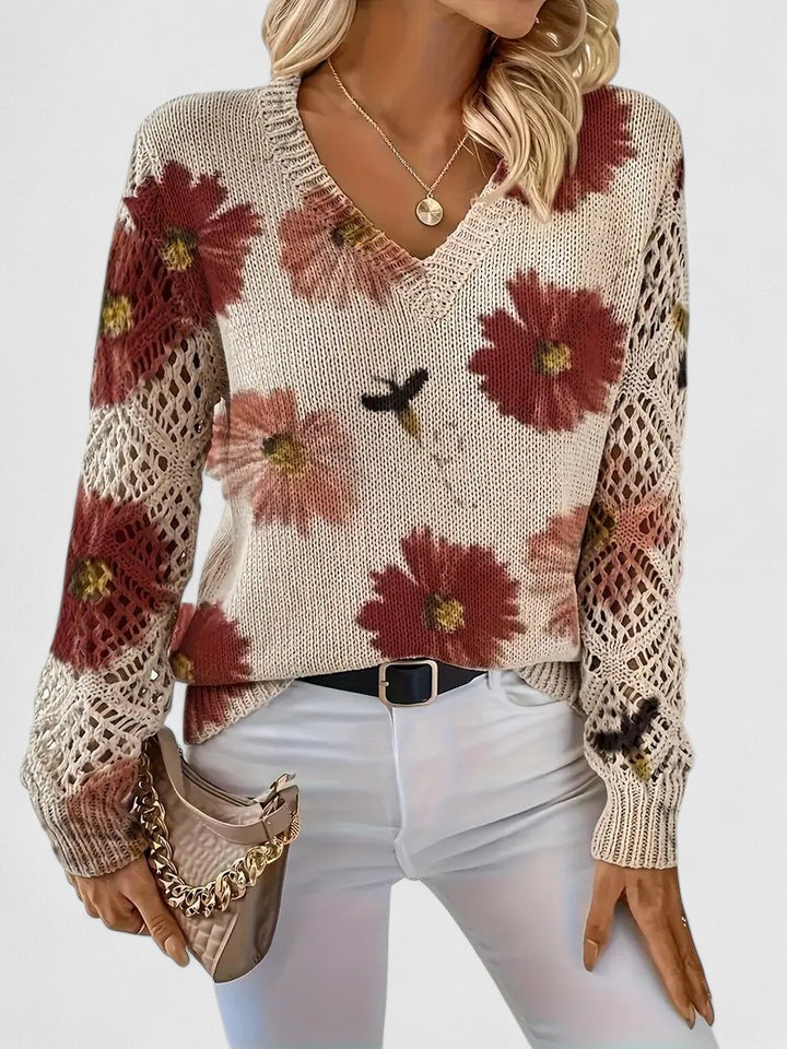 CHARLIE – MAGLIONE DI PUNTO CON FASCINO FLOREALE
