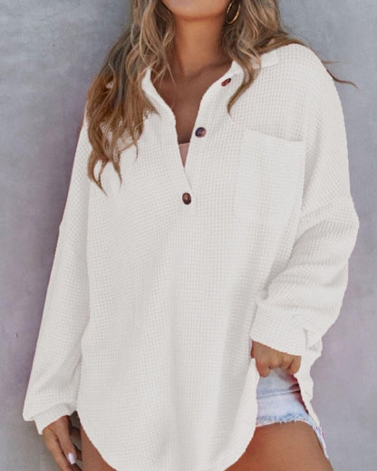 TAHLIA - Maglietta di Maglia Waffle con collo a V