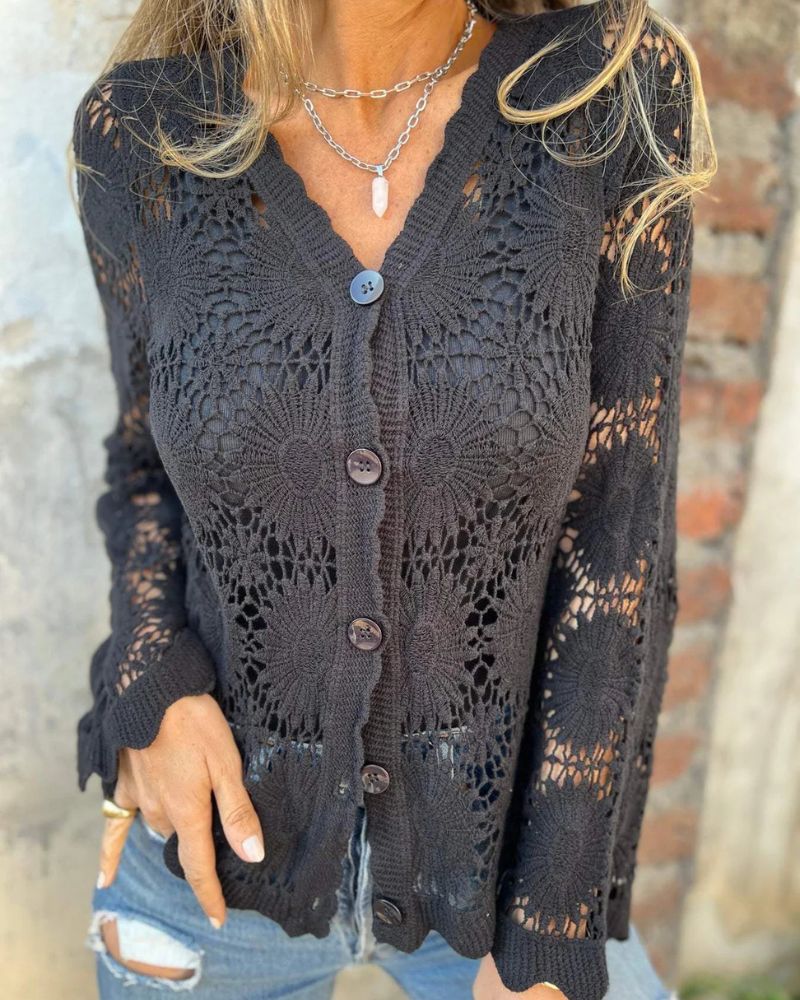 NALIE - Cardigan di Pizzo all'uncinetto con bottoni