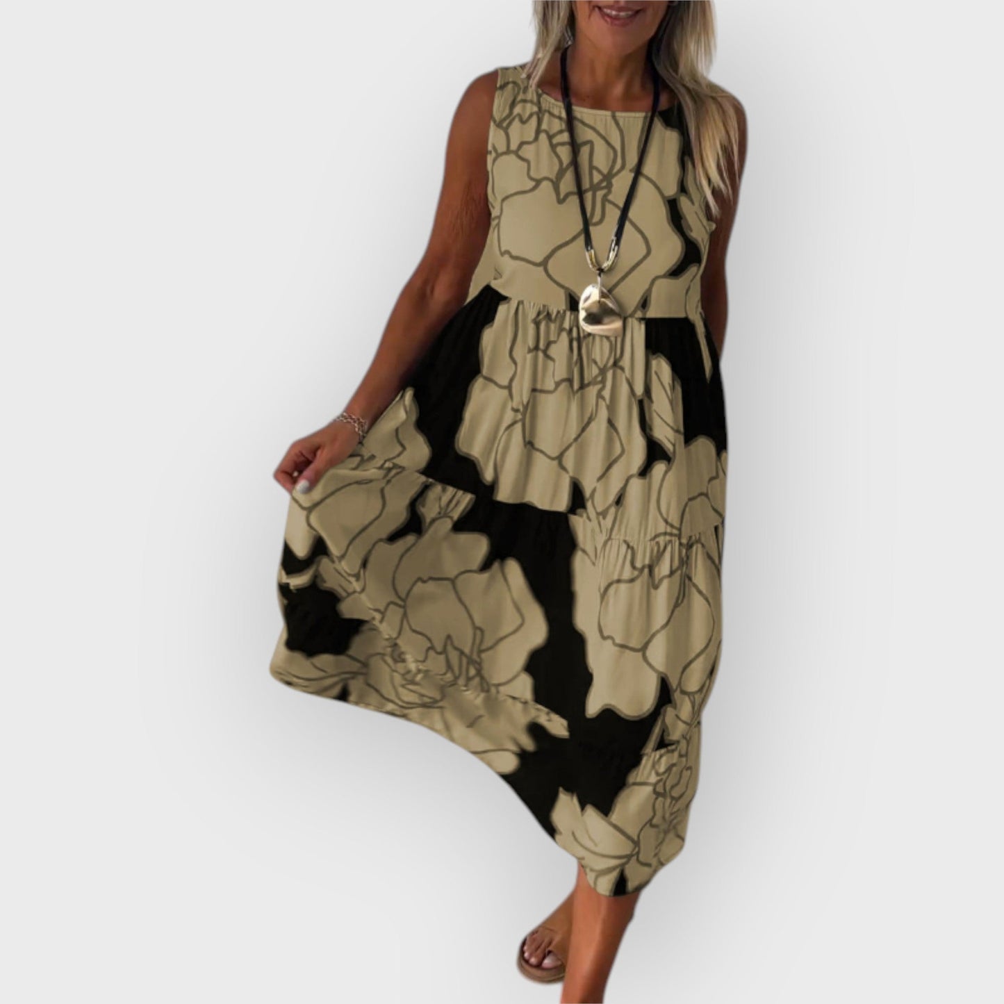 EVITA – ABITO FLOREALE ELEGANTE CON SPALLE DESCUBIERTOS