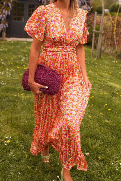 Harlow - Bello Abito Maxi floreale con scollo a V