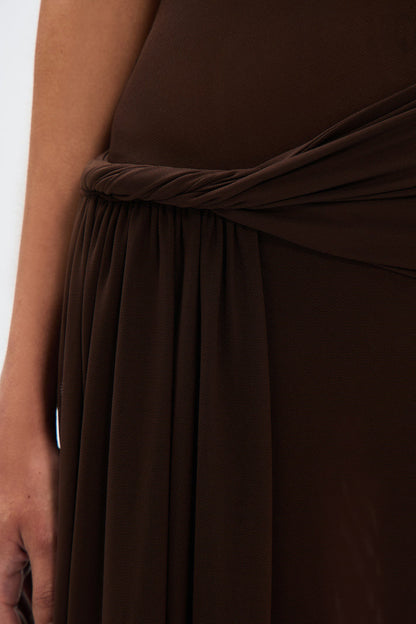 Eranda Abito maxi di Rete Drapada Off-Shoulder