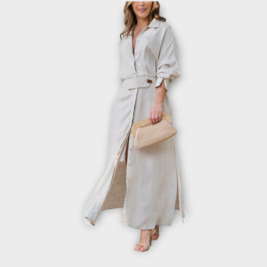 Abito chemisier Maxi Elegante con Cintura