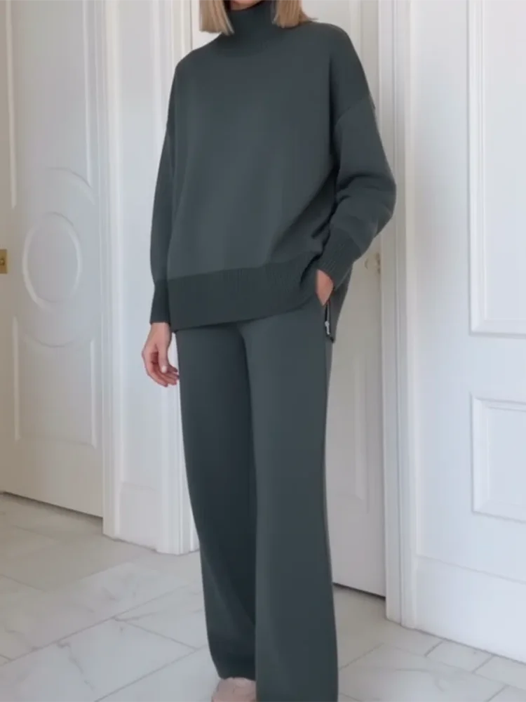 Set due pezzi con Collo alto e Chiusura di Cremallera, Pantaloni Rectos