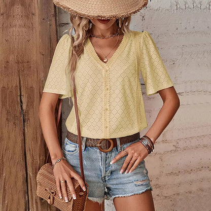 BLUSA ADELHEID I A MANICHE CORTE CON scollo a V