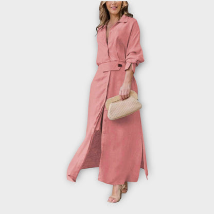 Abito chemisier Maxi Elegante con Cintura