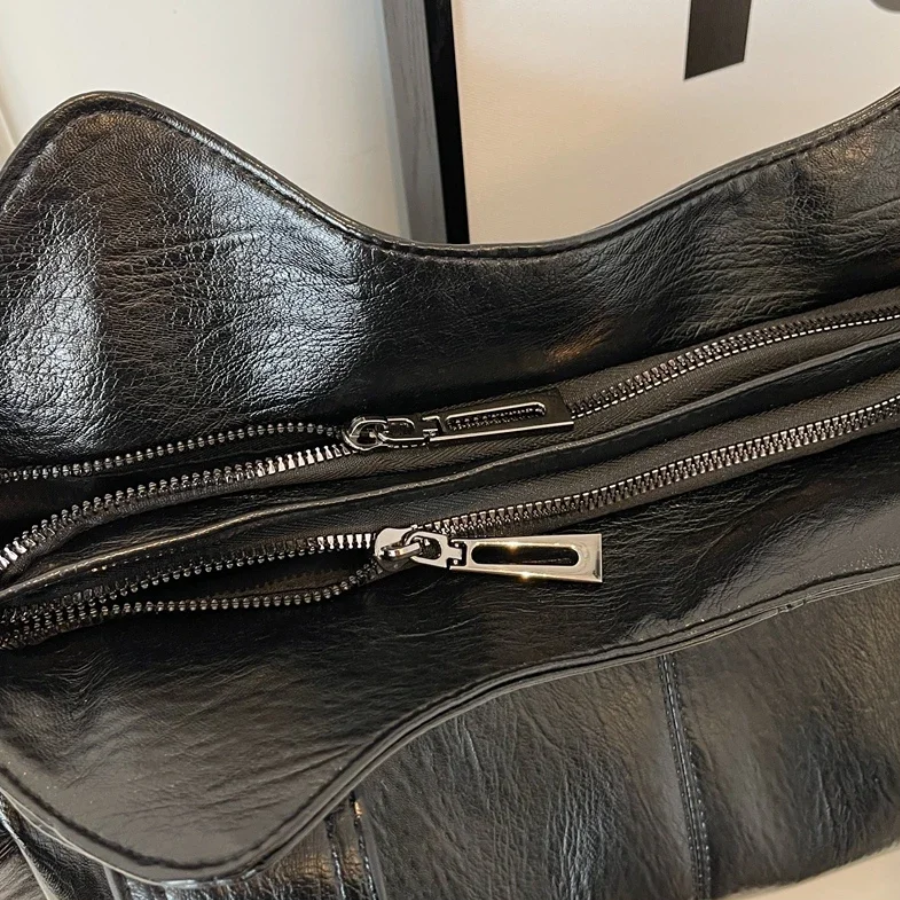 Uma - BORSA A SPALLA di Grande capacità con Doppia Chiusura