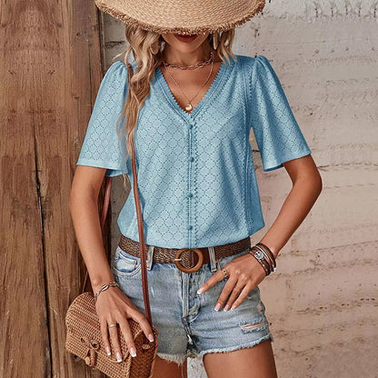 BLUSA ADELHEID I A MANICHE CORTE CON scollo a V