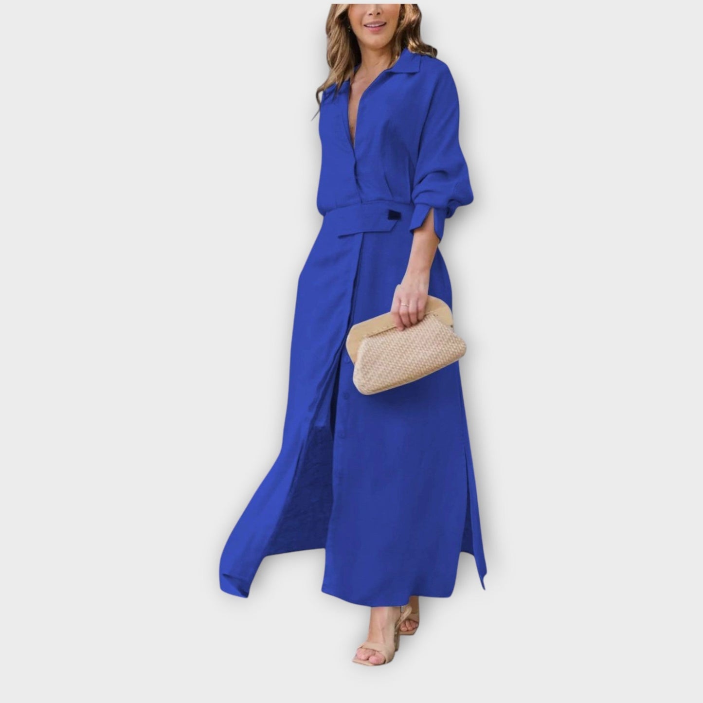 Abito chemisier Maxi Elegante con Cintura