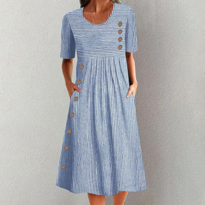 Finley - ABITO MIDI CLASSICO A RIGHE CON BOTTONI