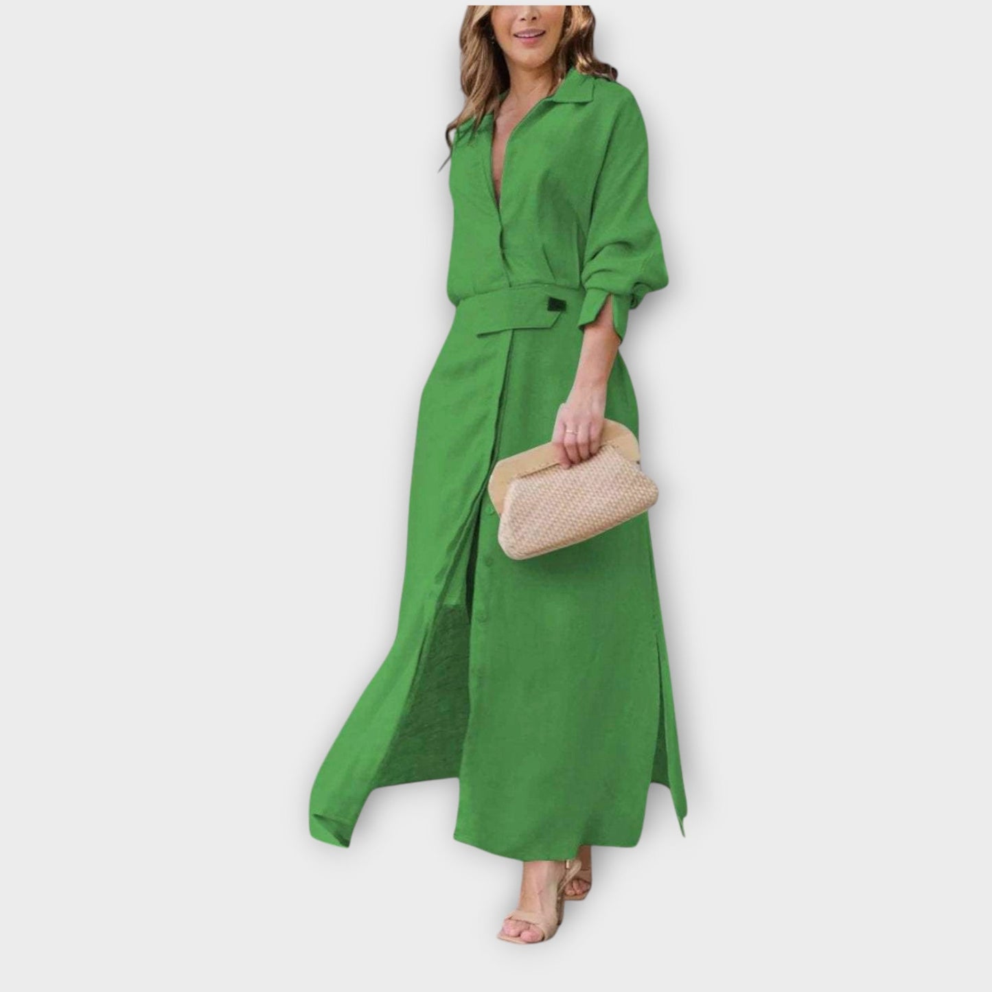 Abito chemisier Maxi Elegante con Cintura