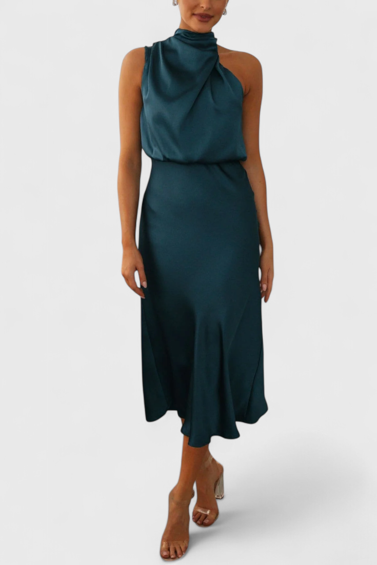 Rina Abito elegante di Collo halter Drappeggiato