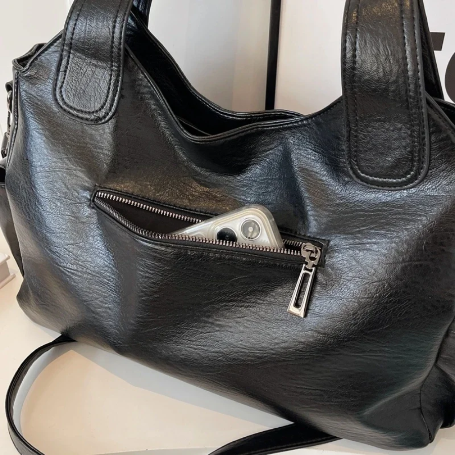 Uma - BORSA A SPALLA di Grande capacità con Doppia Chiusura