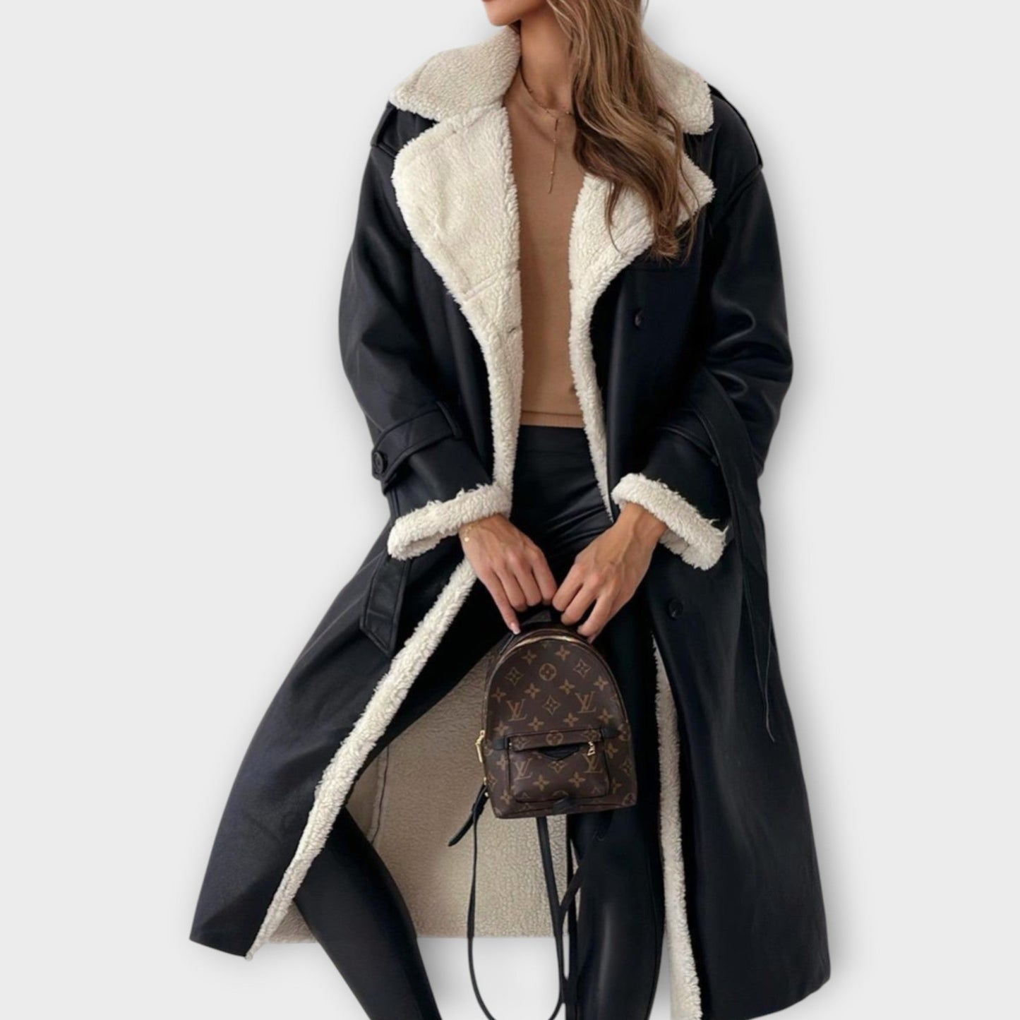 Trench Doppiopetto Foderato in Sherpa