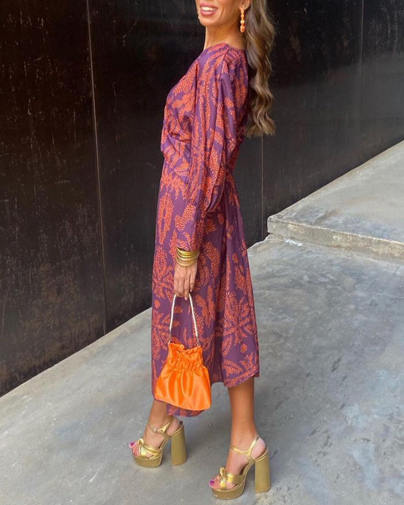 Janella - Abito midi a maniche lunghe Draped Vintage