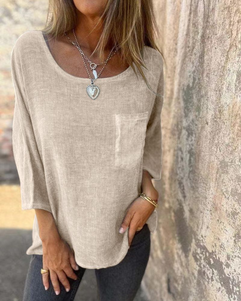 CEMAGI - Maglietta casual in cotone e lino