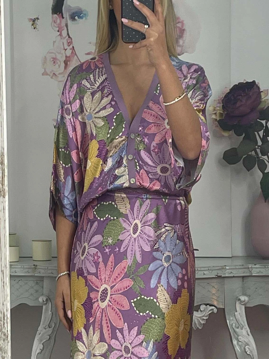 Elegante Camicia Off-shoulder di Satin con Stampa Floreale