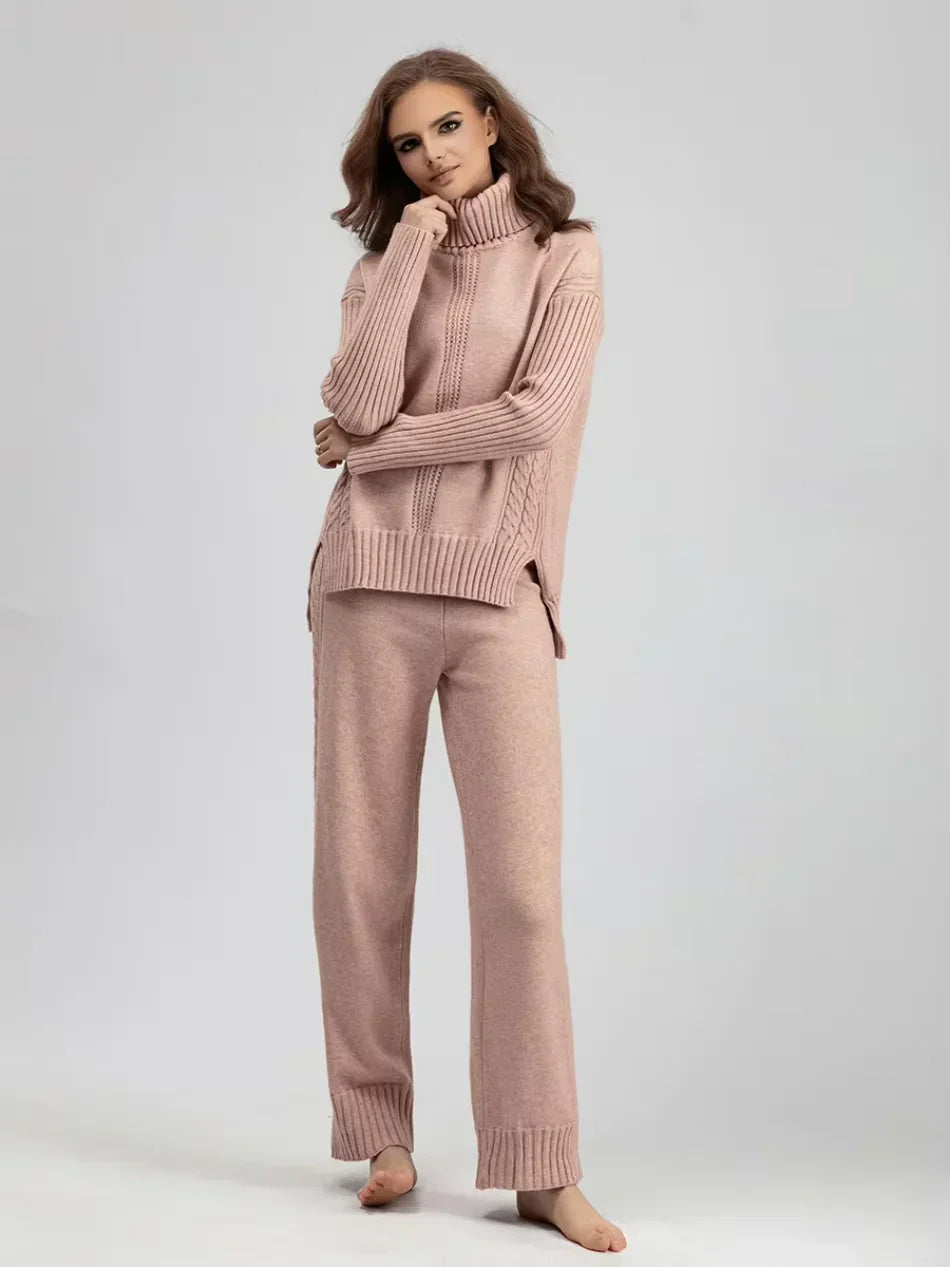 Scarlett - Set di Maglione di Collo alto Chic e Pantaloni Sueltos