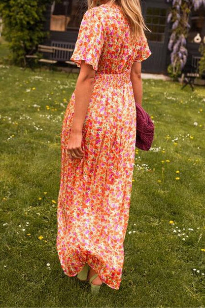 Abito maxi elegante Sandra con scollo a V