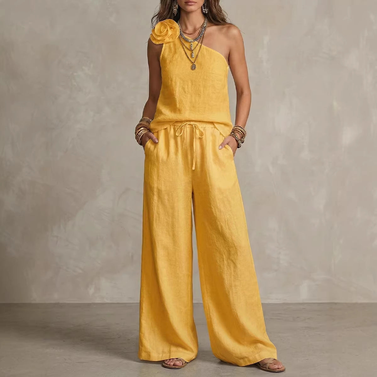 Set Bicolor Elegante - Camicia Senza maniche e Pantaloni