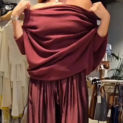 Set di salón elegante di due pezzi con spalle descubiertos – morbido, valorizzante ed elegantemente casual
