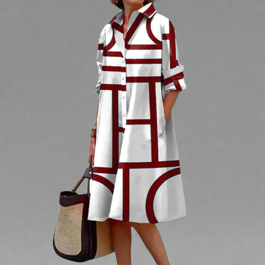 Greer | Elegante abito geometrico hasta la rodilla
