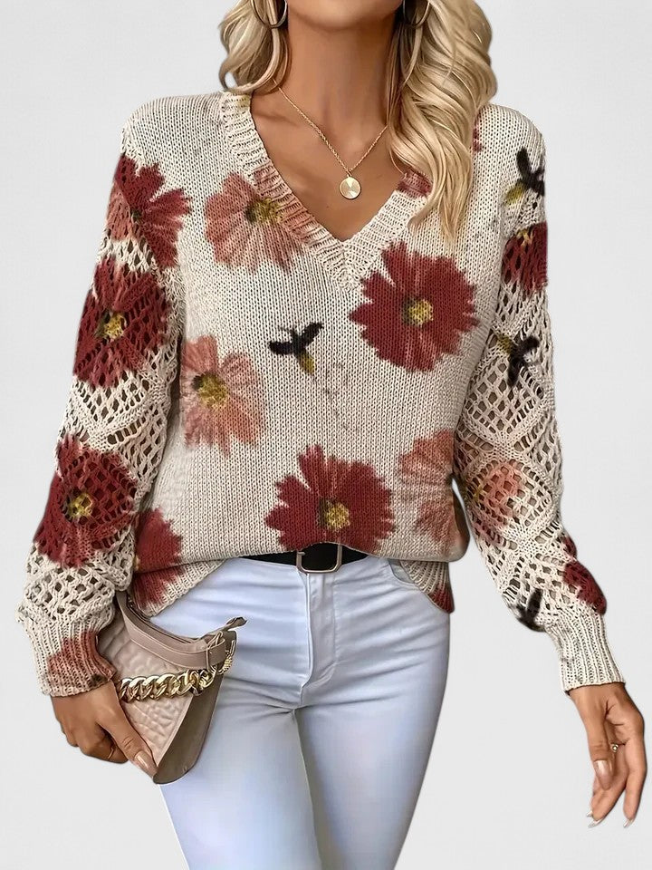 CHARLIE – MAGLIONE DI PUNTO CON FASCINO FLOREALE