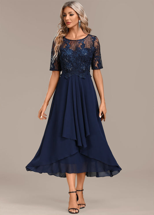 CLARISSA – ABITO ELEGANTE in chiffon CON FASCINO MARINO