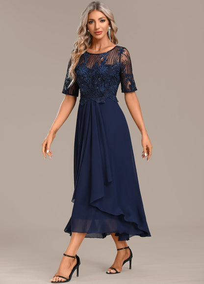 CLARISSA – ABITO ELEGANTE in chiffon CON FASCINO MARINO