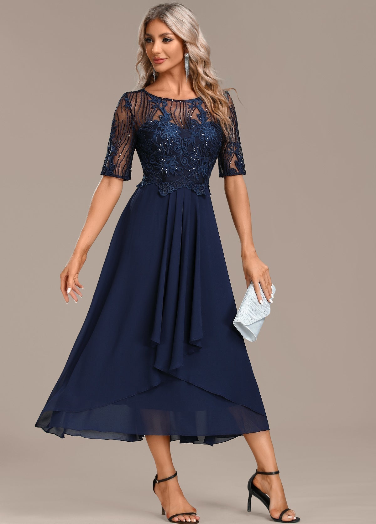 CLARISSA – ABITO ELEGANTE in chiffon CON FASCINO MARINO