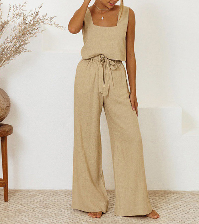 Milena - Set di Top Minimalista e Pantaloni a gamba larga